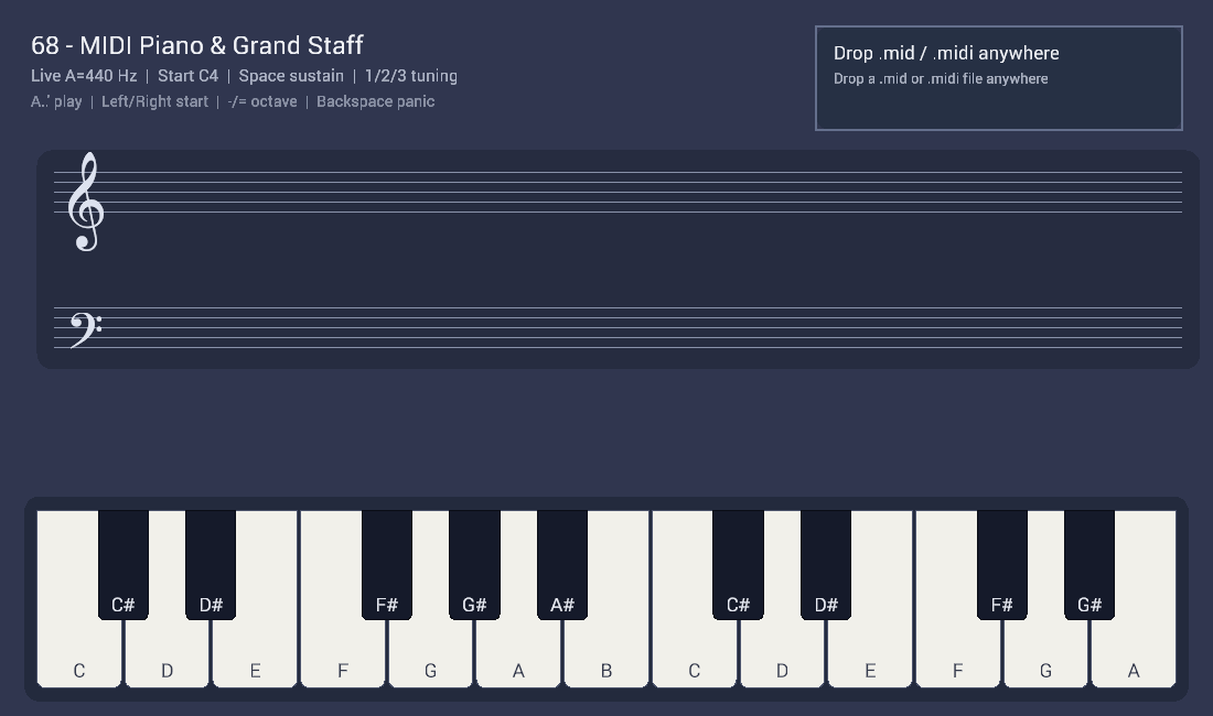 Optional MIDI package: live input, touch piano, MIDI-file playback,