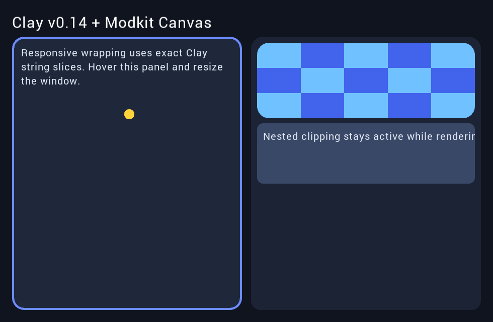 Independent Clay layout and Modkit rendering bridge example