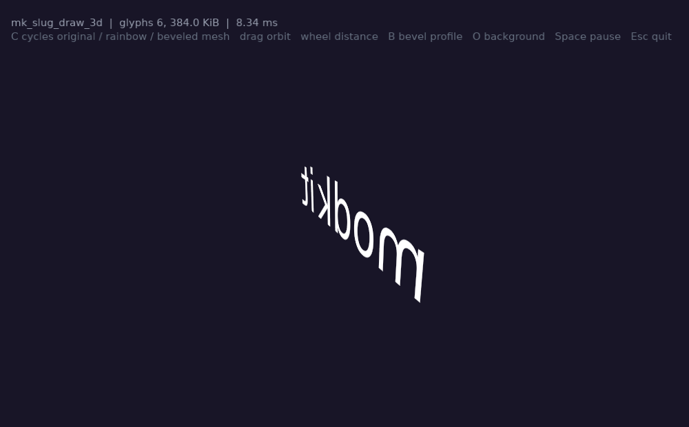 Slug text in 3D